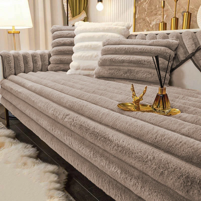 Striped Thickened Plush Non-slip Couch Cover - Holidayae