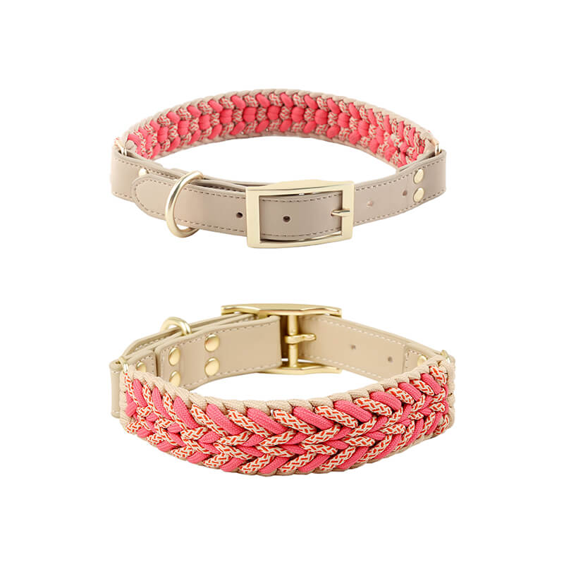 Hand-Woven Leather Multifunctional Anti-Pull Dog Collar and Leash Set - Holidayae