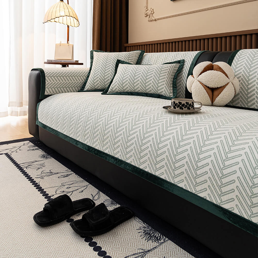 Modern Chic Herringbone Chenille Anti-scratch Non-Slip Couch Cover - Holidayae