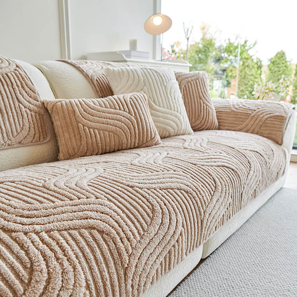 Modern Geometric Soft Plush Non-slip Sofa Protector Couch Cover - Holidayae