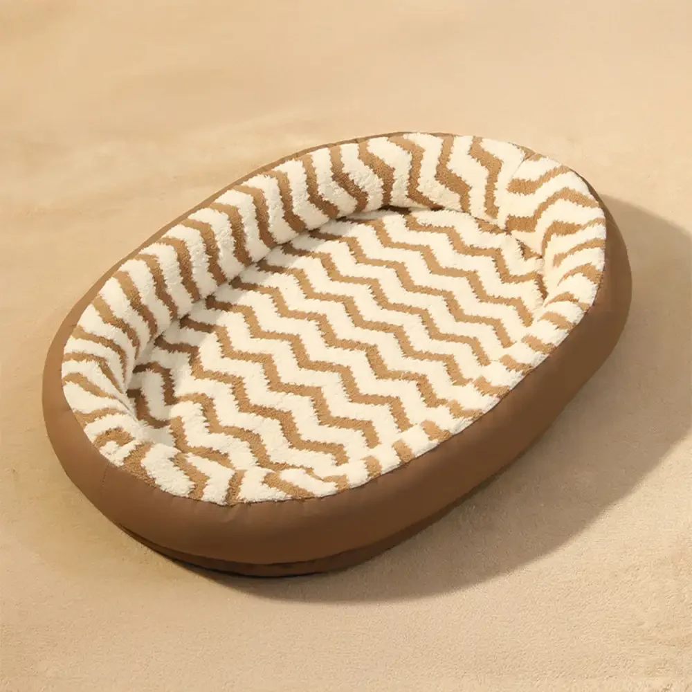 Geometric Wave Pattern Faux Leather Warm Removable And Washable Dog Bed - Holidayae