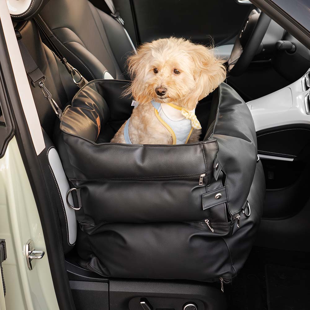 Full Leather Dog Pet Car Seat Bed - Fort - Holidayae