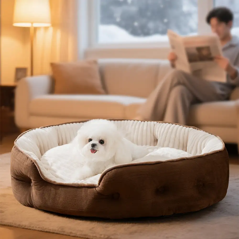 Plush Warm Comfortable Round Deep Sleep Dog Bed - Holidayae