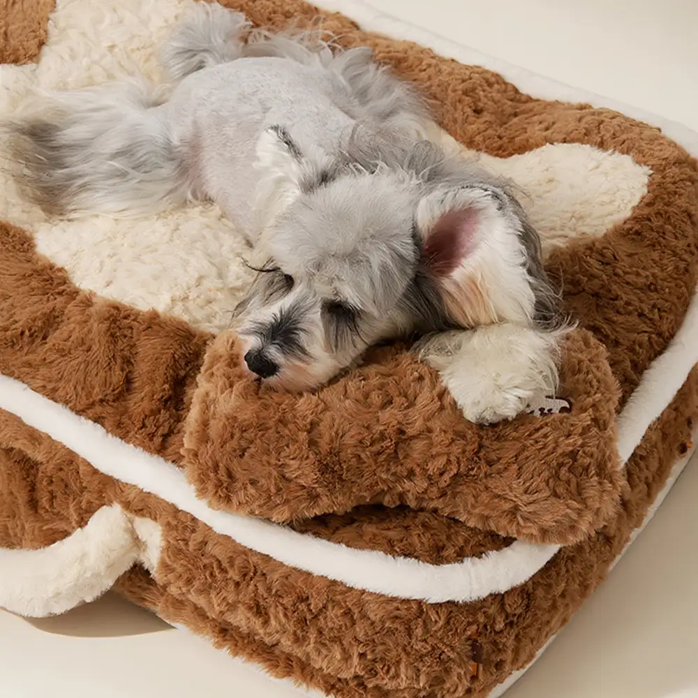 Plush Color-Blocked Creative Bolster Pet Bed - Holidayae