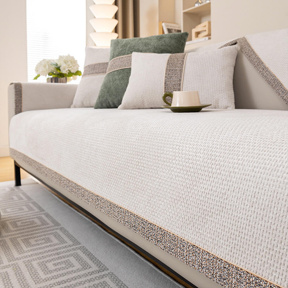 All-Season Modern Tweed Woven Chenille Anti-Slip Couch Cover - Holidayae