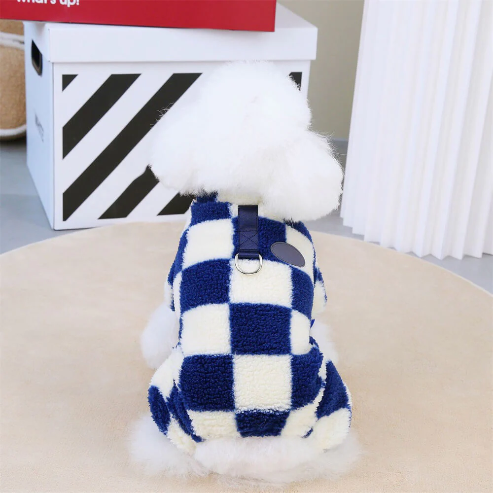 Checkered Fleece Dog Jacket  C Bold Style and Warmth for Winter Walks - Holidayae