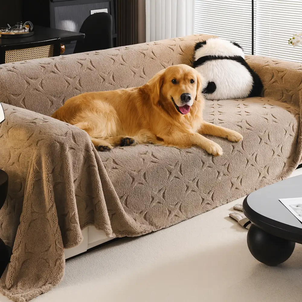 Cream Textured Jacquard Design Sofa Decorative Throw Couch Cover - Holidayae