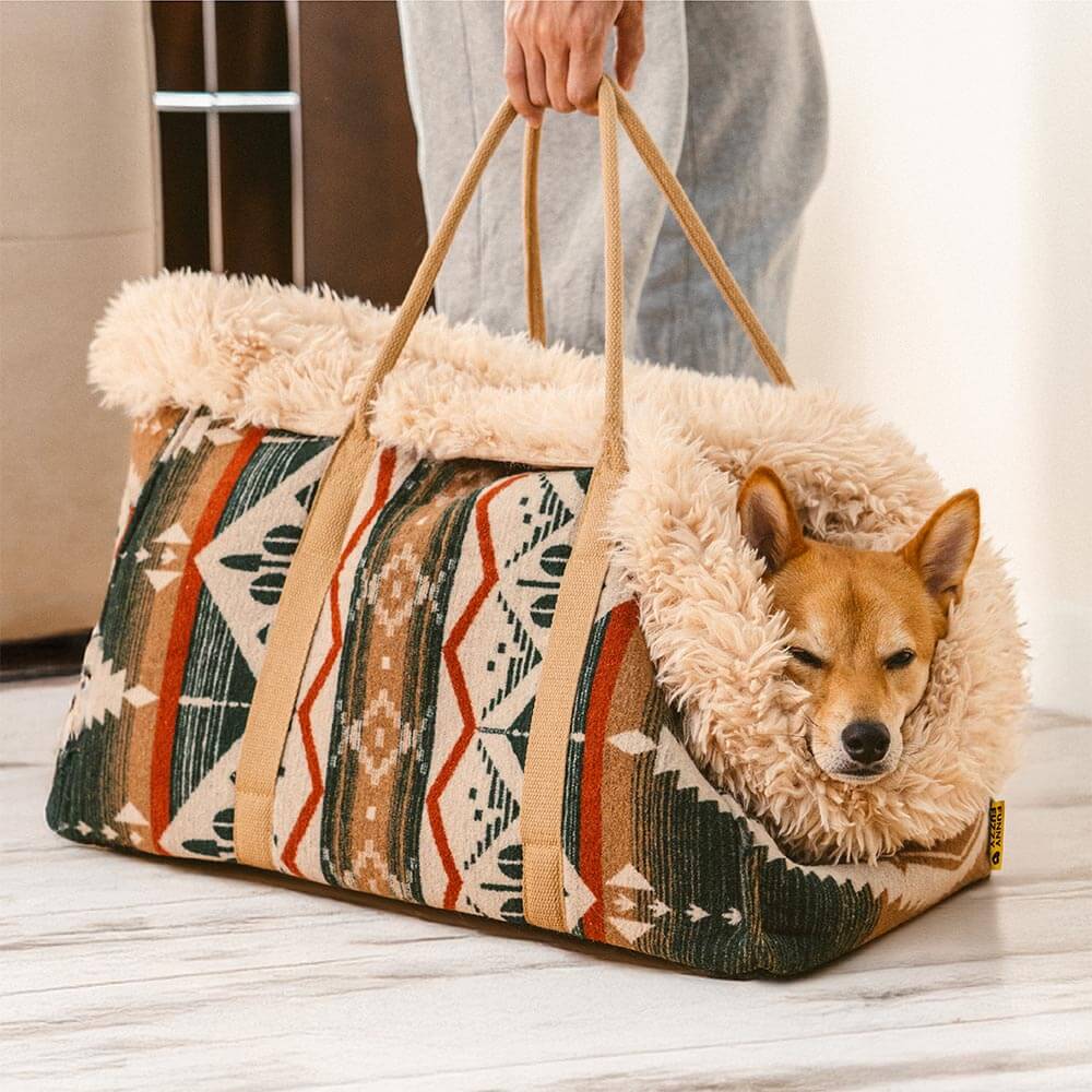 Large Reversible All-Season Indie Boho Pet Carrier and Dog Snuggle Sleeping Bag - Wondernap - Holidayae