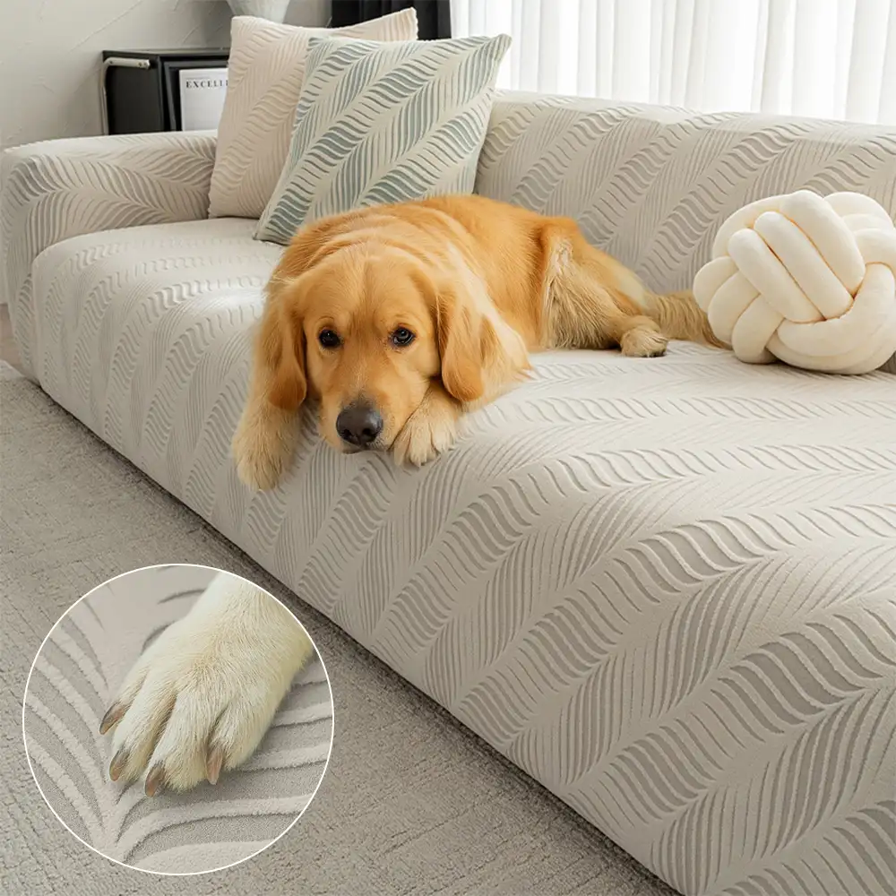 Thick Polar Fleece Jacquard Anti-Scratch Stretch Couch Cover - Holidayae