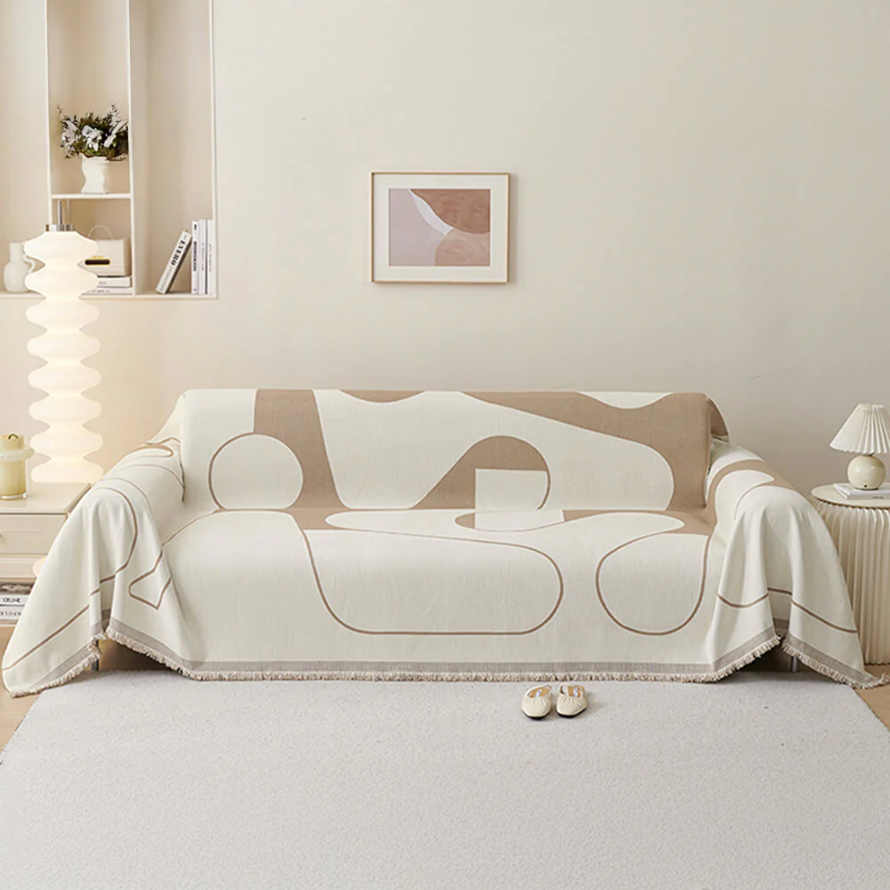 Geometric Fringe Double-Sided Chenille Non-Slip Throw Couch Cover - Holidayae