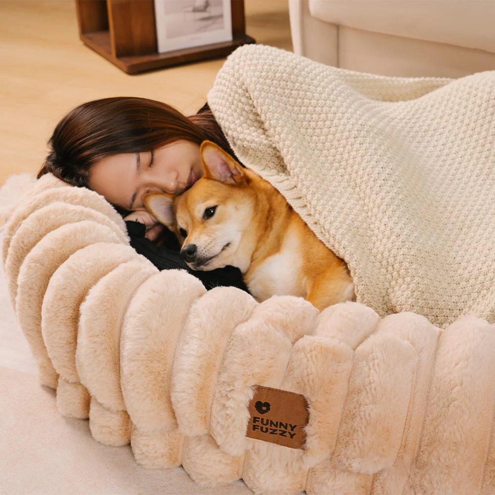Creamy Plush Super Large Donut Human Dog Bed - Cuddle Cradle - Holidayae