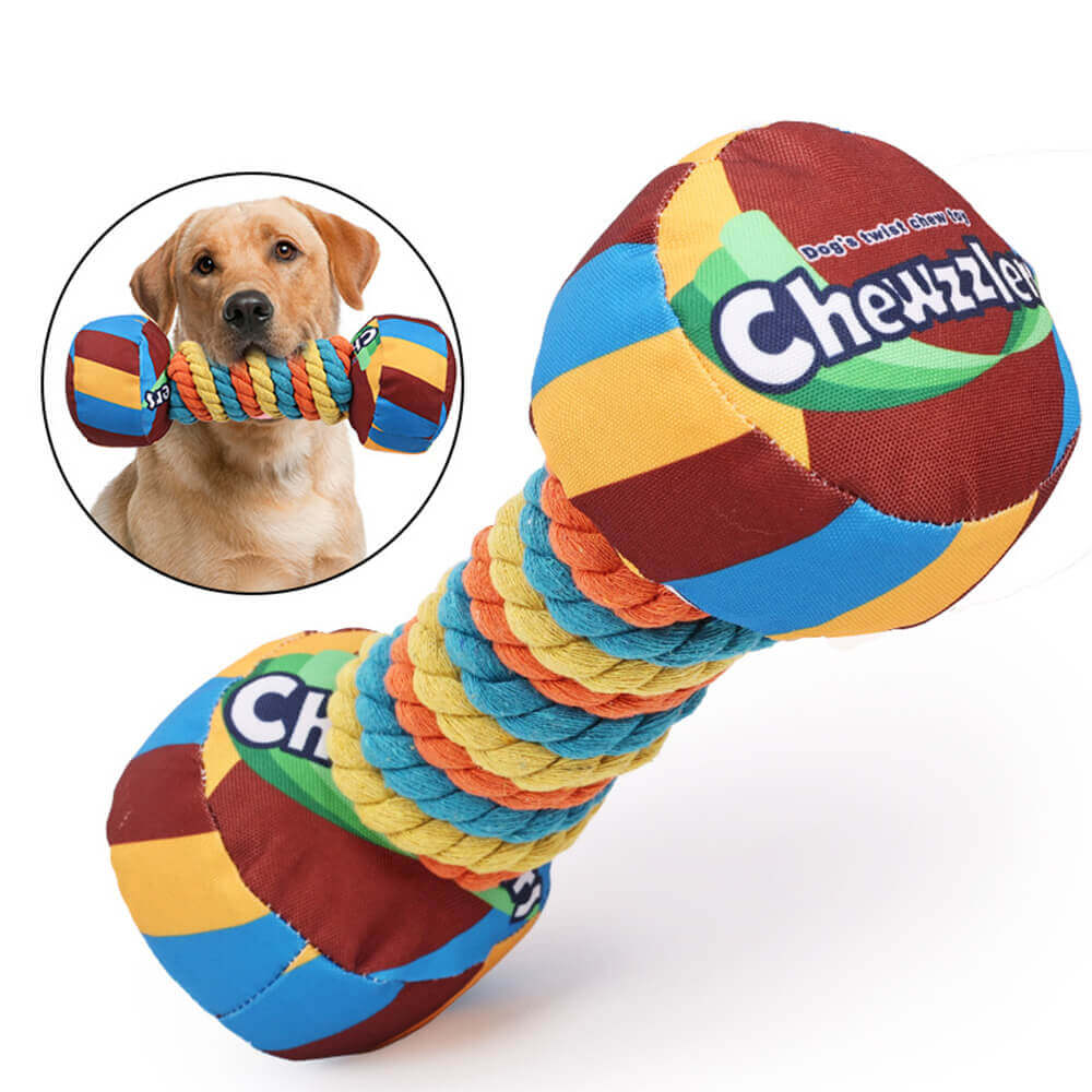 Rainbow Dumbbell Interactive Squeaky Durable Rope Dog Toy - Holidayae