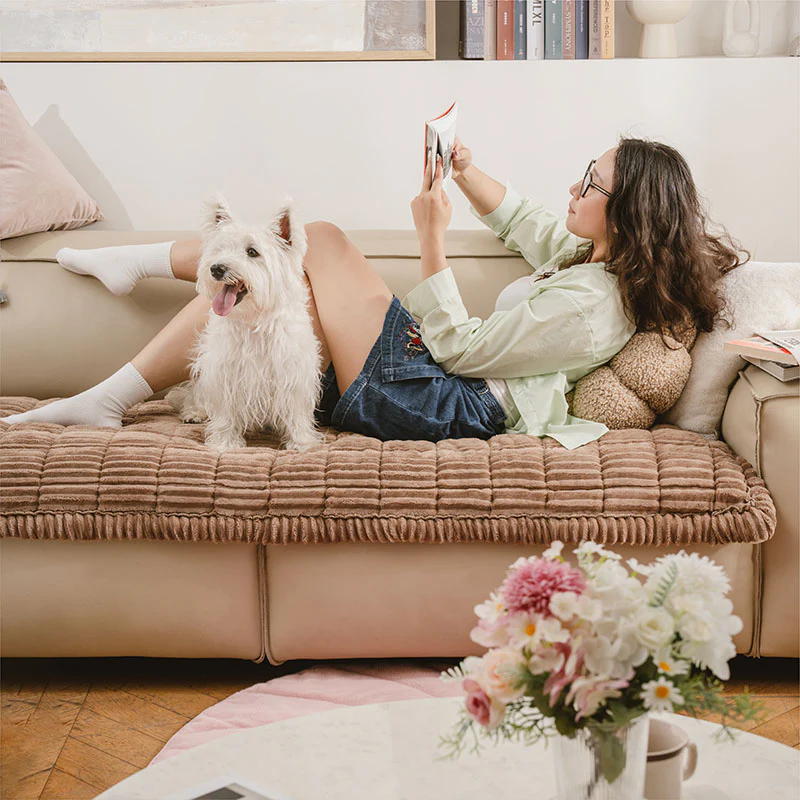 Make Waffle Biscuit Couch Cover  C Cozy Soft Flannel & Breathable Pet Mat - Holidayae