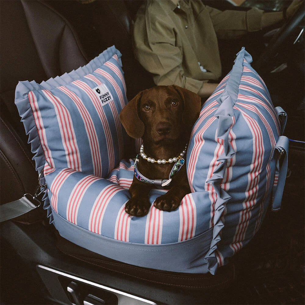 Lace Stripe Travel Safety Waterproof Dog Car Seat Booster - Holidayae