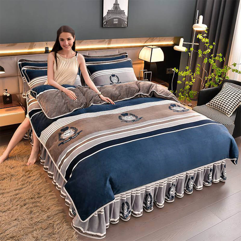 Modern Style Thickened Comfortable Milk Velvet Bed Sheet Set - Holidayae