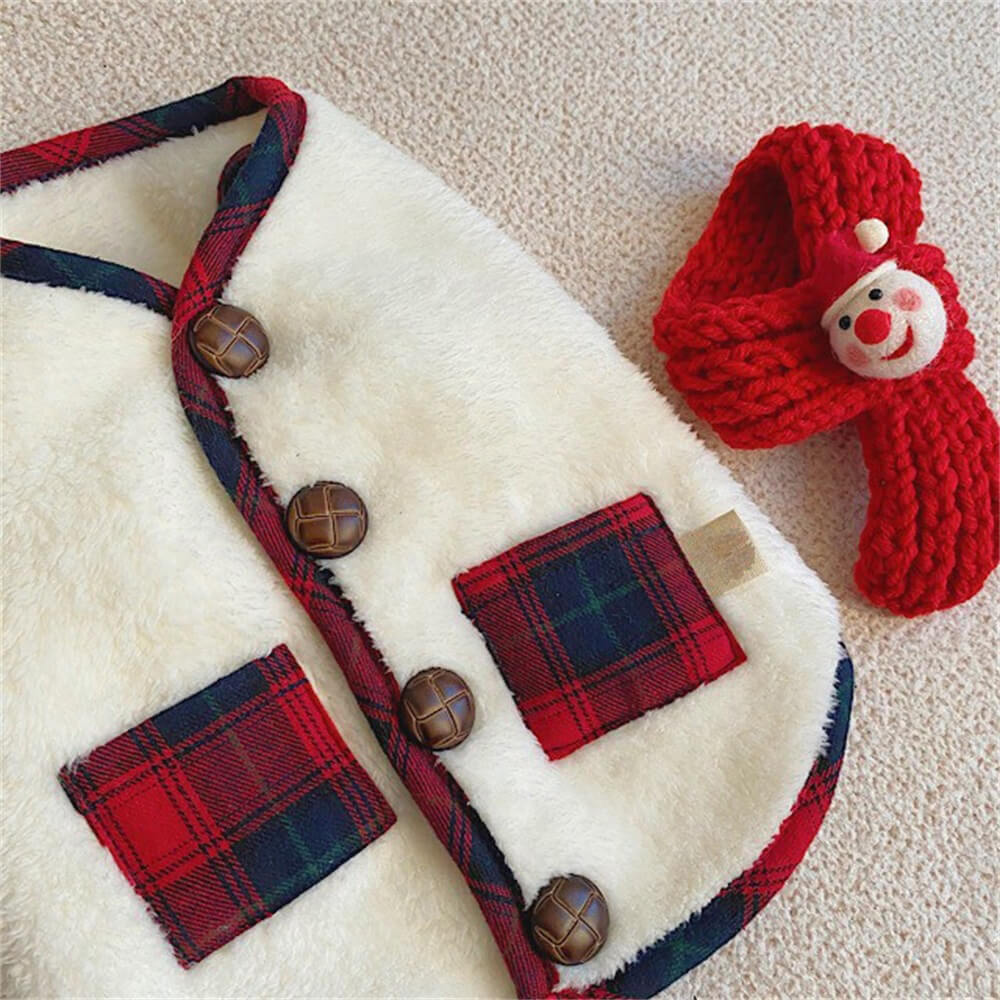 Plaid Winter Dog Jacket with Scarf  C Festive and Cozy for the Holidays - Holidayae