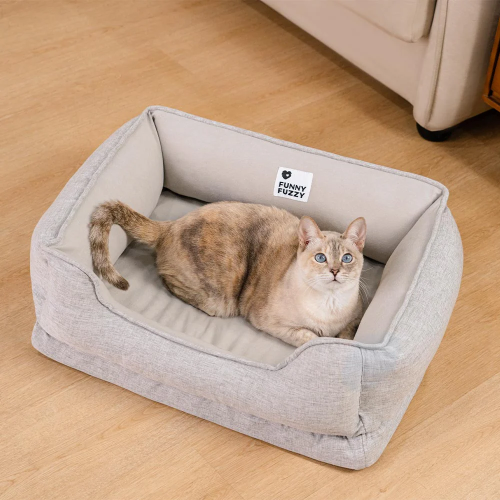Washable Non-Slip Bolster Cat Bed - Cloudy Dream - Holidayae