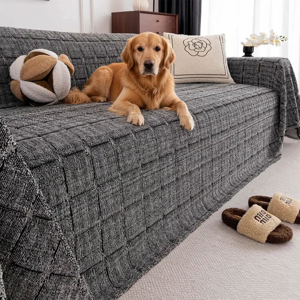 Plush Quilted Classic Checkered Comfortable Thickened Couch Cover - Holidayae