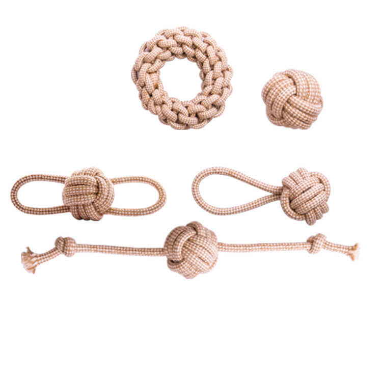Linen Cotton Rope Toy Set Teeth Cleaning Interactive Chew Dog Toy - Holidayae