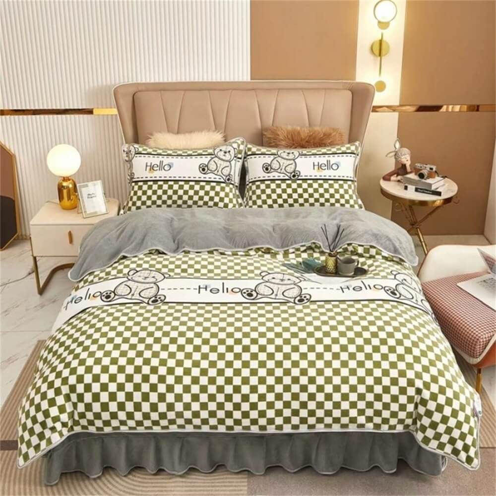 Light Luxury Thickened Milk Fleece Warm Bed Sheet Set - Holidayae