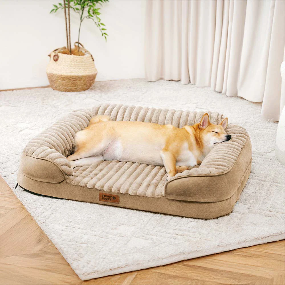 Fluffy Plush Orthopedic Washable Bolster Dog Bed - ComfyPaws - Holidayae