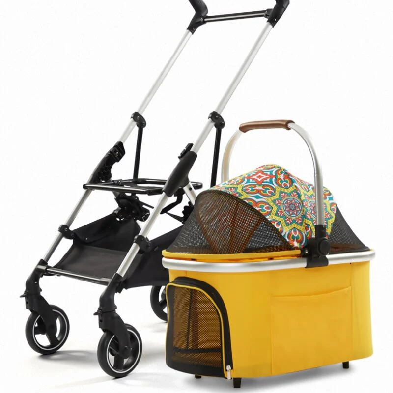 Multifunctional 2-in-1 Aluminum Alloy Pet Stroller - Ultra-Light & Detachable for Puppies - Holidayae