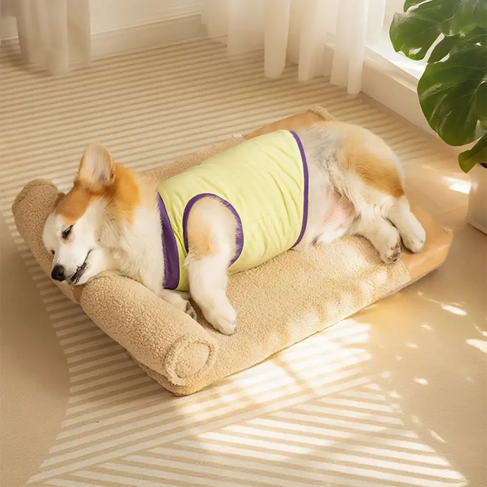 Teddy Fluffy Deep Sleep Large Space Pillow Dog Bed - Honey Amber - Holidayae