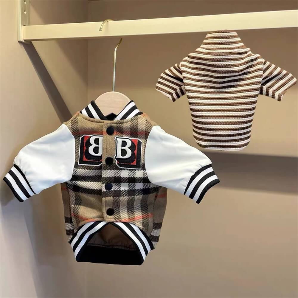 Plaid Baseball Dog Jacket  C Sporty and Stylish Outerwear for Dogs - Holidayae