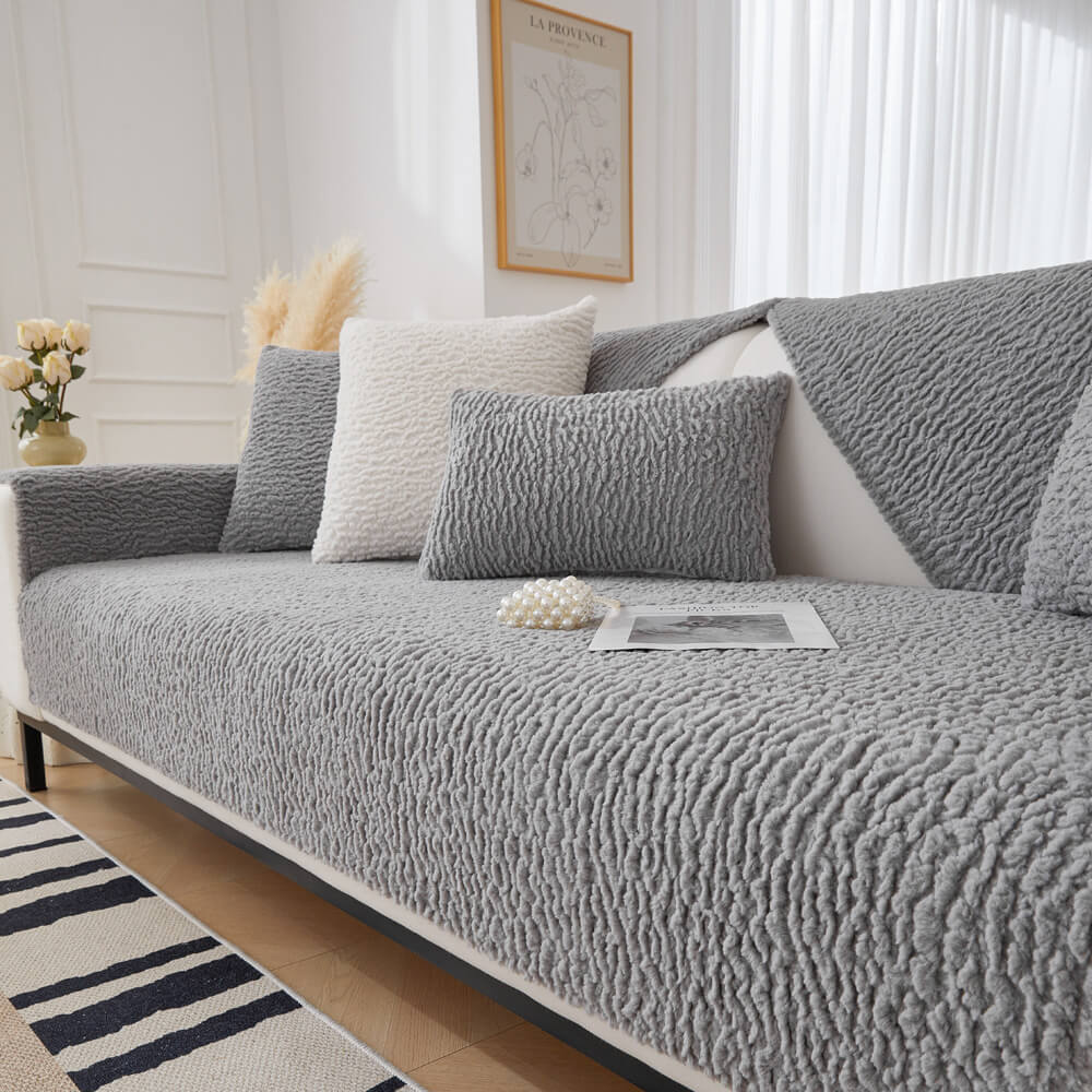 Cream Colour Berber Fleece Anti-Scratch Couch Cover - Holidayae