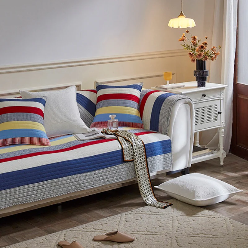 Colorful Striped Quilted Sofa Chic Protector Comfort Couch Cover - Holidayae