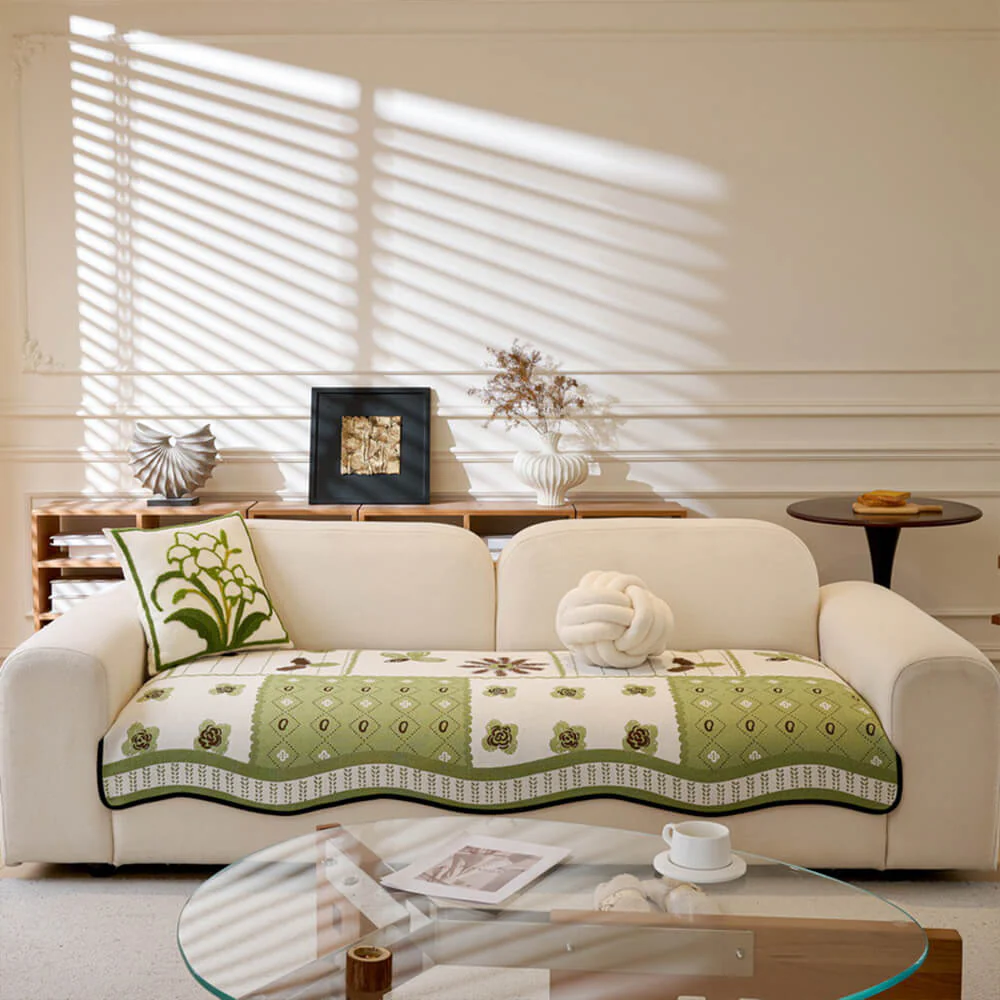Chenille Scratch-resistant Fabric Pastoral Style  Irregular Shaped Non-slip Couch Cover - Holidayae