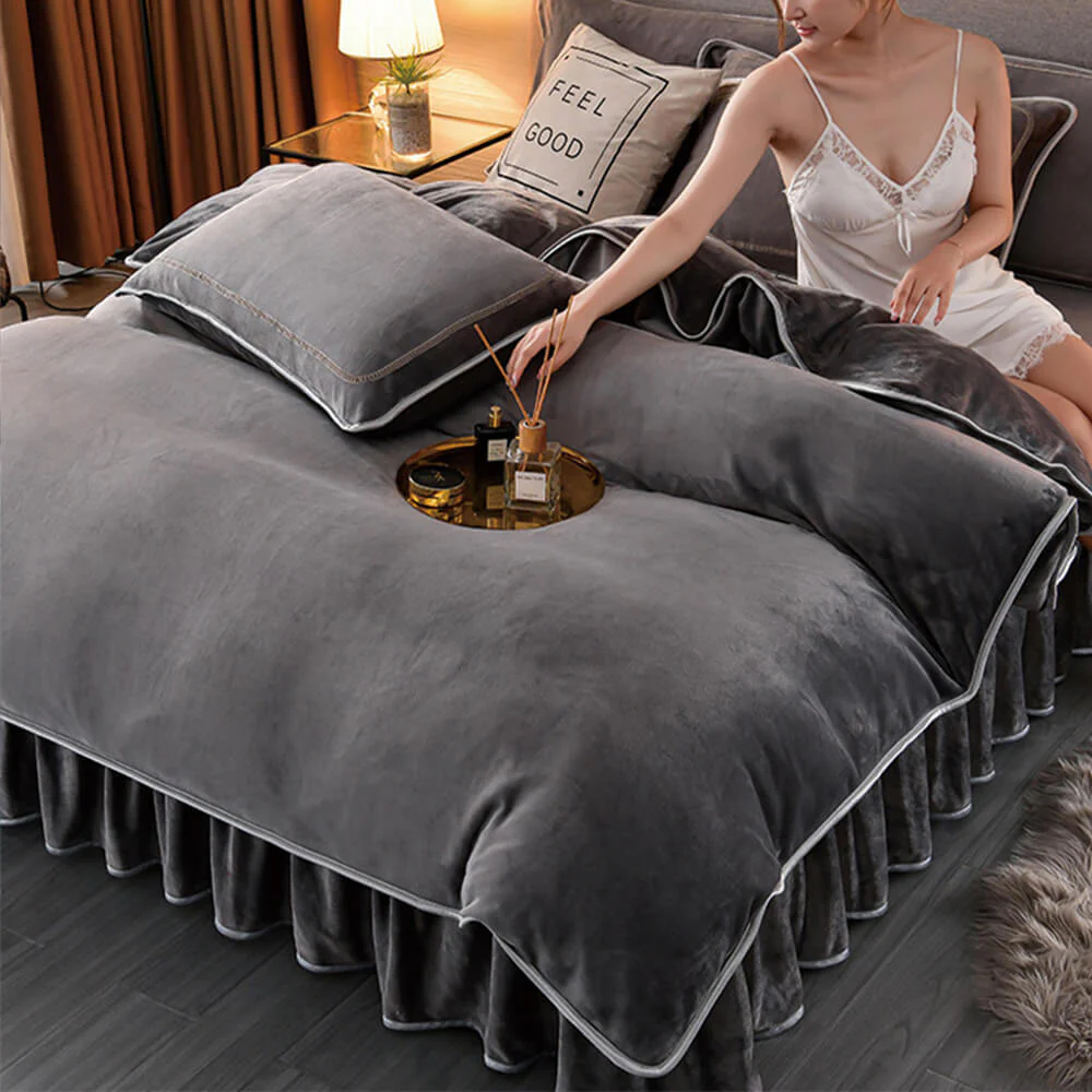 Luxury Extra Thick Warm Solid Color Milk Fleece Bed Sheet Set - Holidayae