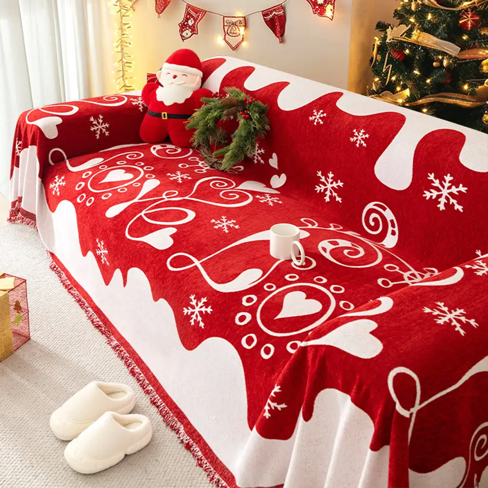 Christmas Decoration Chenille Wear-Resistant Sofa Blanket Couch Cover - Holidayae
