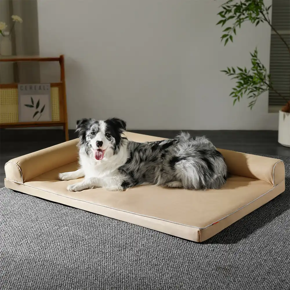 Waterproof Egg Foam Orthopedic Bed with L Bolster Sides Large Dog Bed - Holidayae