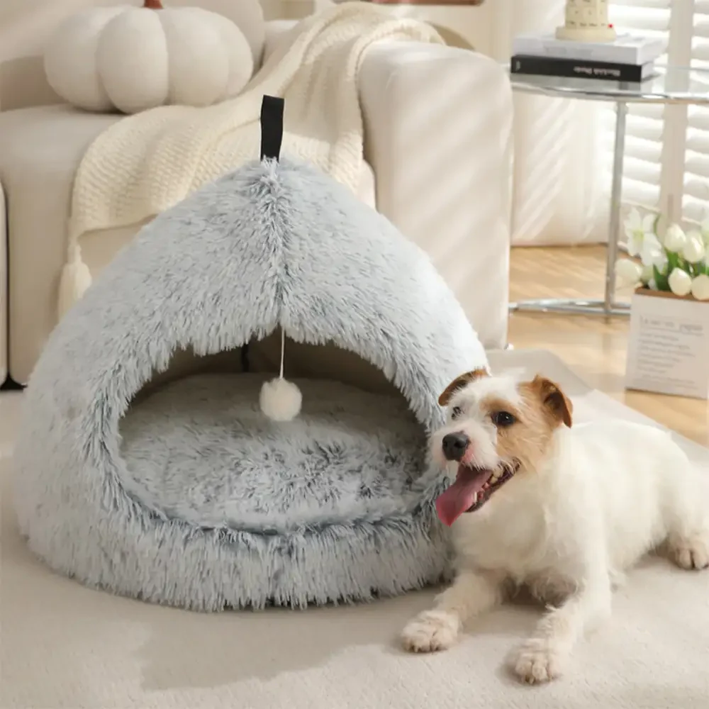 Warm Plush Cozy Hideaway Cat Cave Dog Bed - Holidayae
