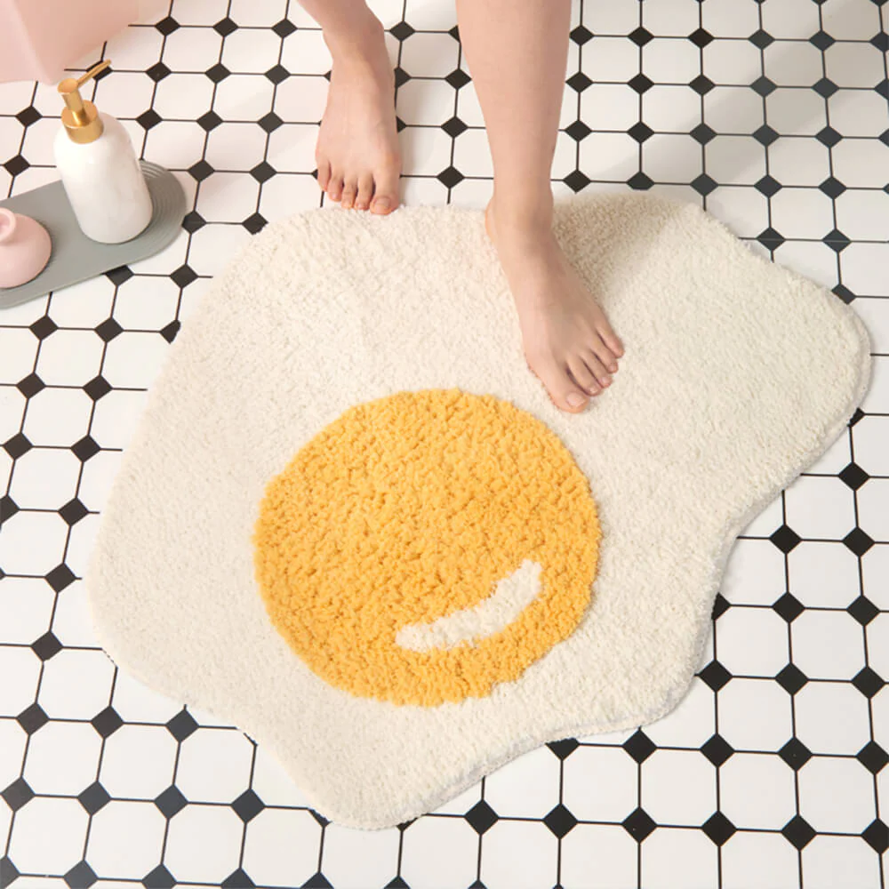Fried Egg Shaggy Bath Mat Multi-Functional Decorative Non-Slip Home Rug - Holidayae