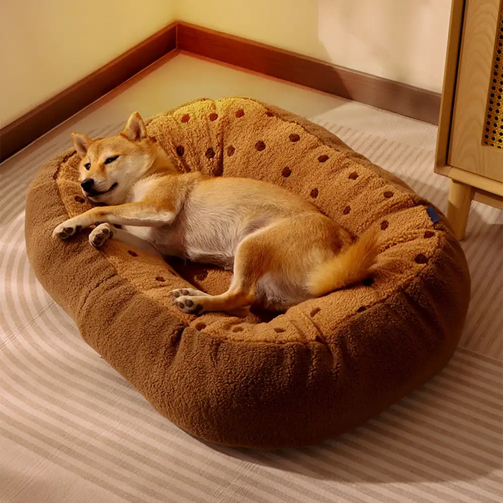 Cookie Plush Winter Warm Cozy Deep Sleep Dog Bed - Holidayae