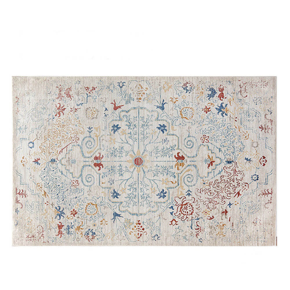 Vintage Blue & Cream Pet-Friendly Area Rug - Timeless Elegance for Your Home - Holidayae