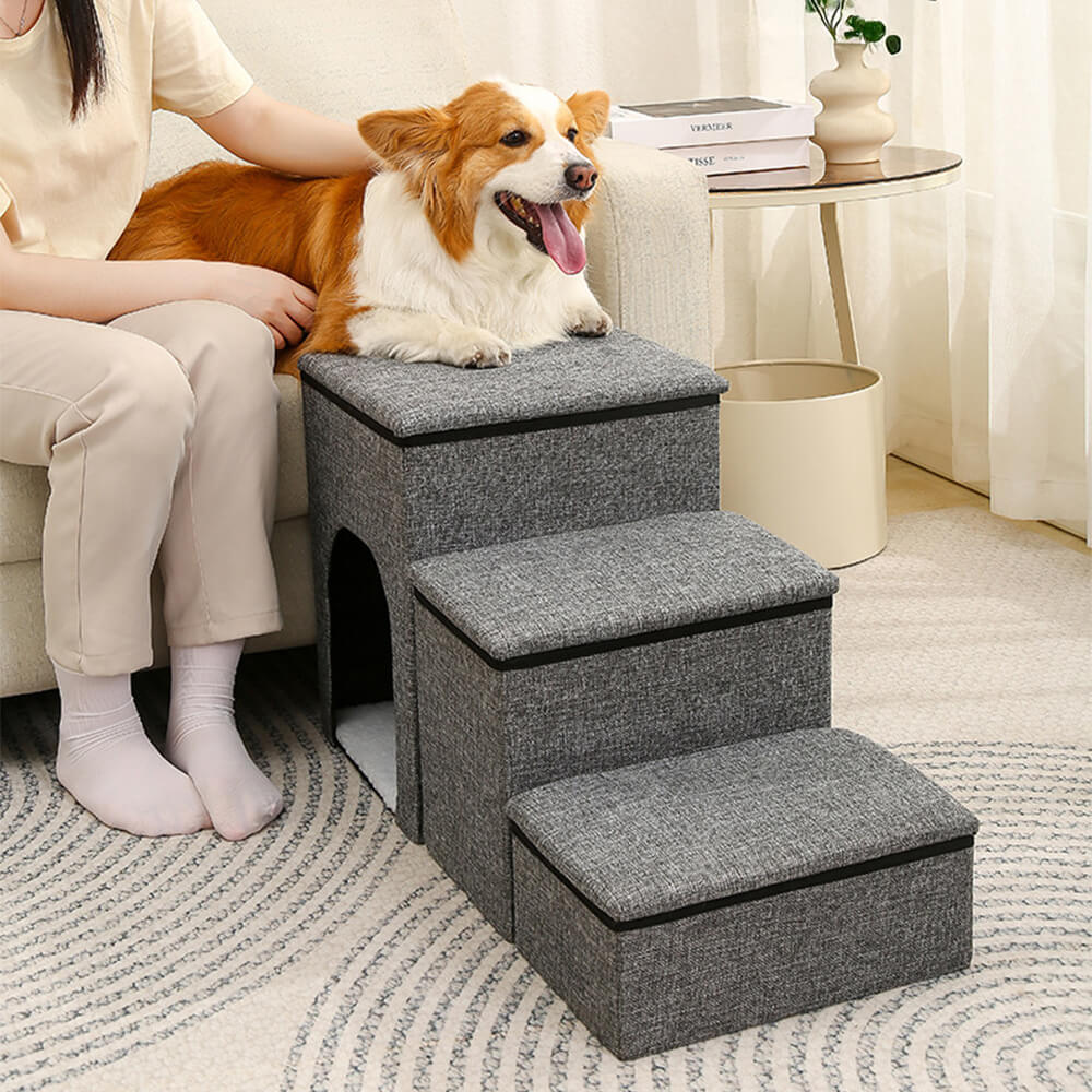 Portable Multi-Functional Foldable Dog Stairs with Storage and Condo - Holidayae